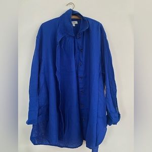 royal blue cos oversized linen shirt